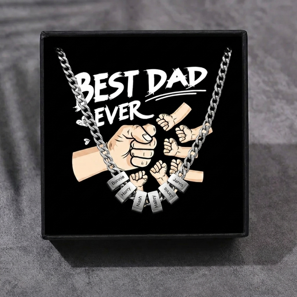 Personalised Curb Chain Necklace with 1-6 Names for Men
