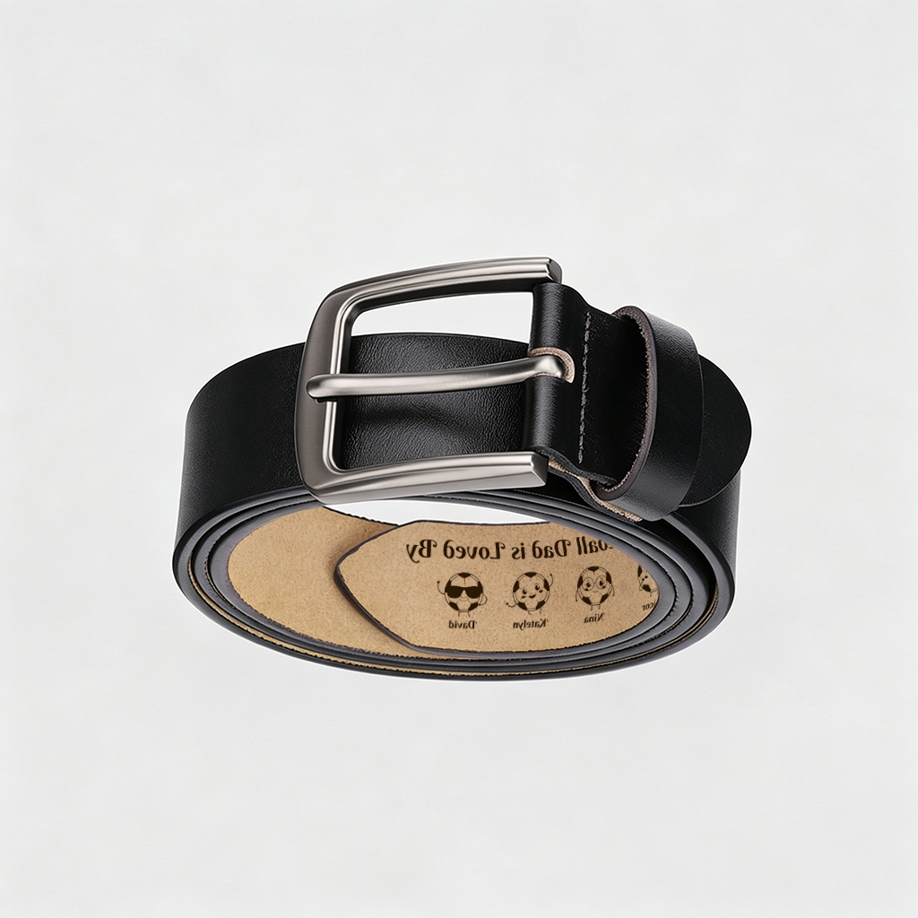 Personalised Football Leather Belt with 1-8 Names for Dad/Grandad