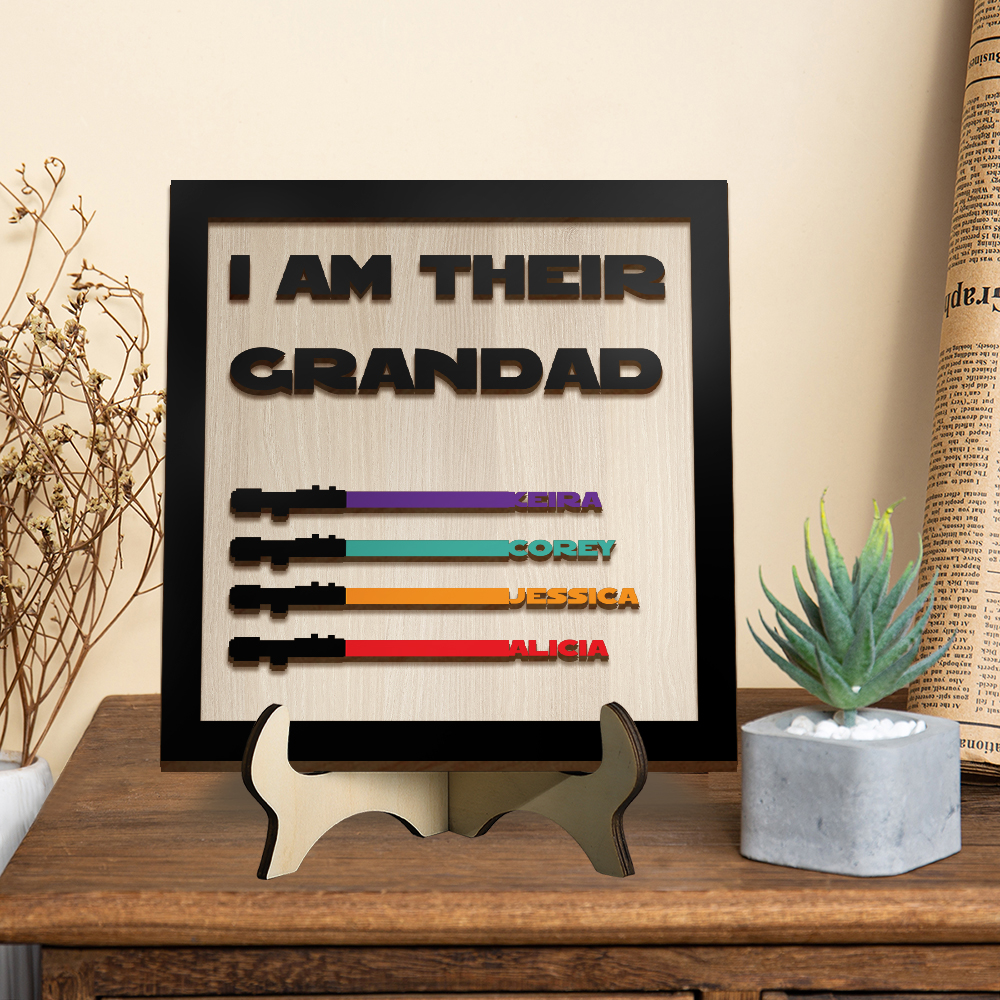 Personalised Wooden Name Plaque Custom 1-6 Names Birthday Gift for Grandad or Father | Jessemade