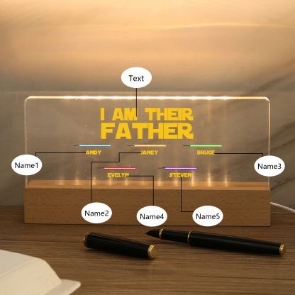 5 Names-Personalised Star Wars Logo Table Lamp-I am their dad-Father's Day Gift For Dad