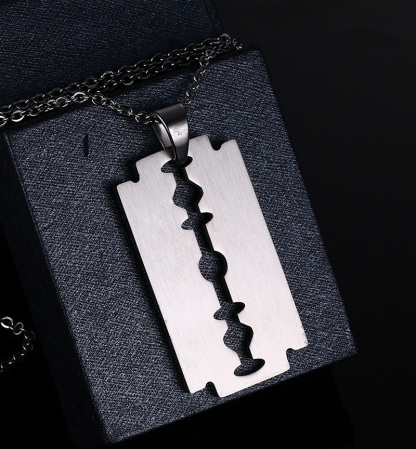 Rainbow Razor Blade Pendant Necklace LGBT Pride Day Gifts