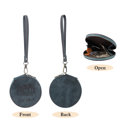 Custom Purse-Personalised Photo Quality Leather Round Zipper Wallet Custom Text Wallet Gift for Her