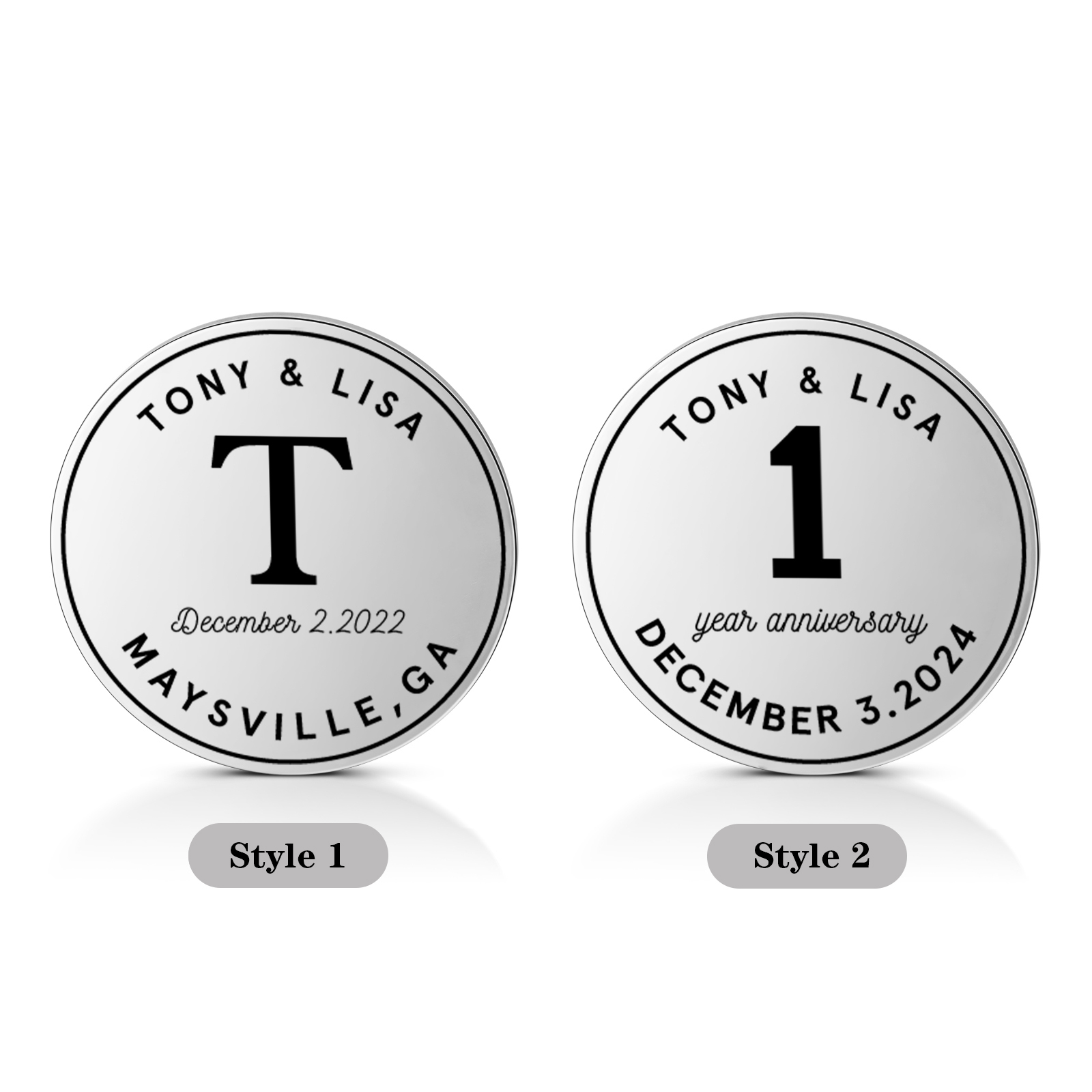 2 PCS Personalized Name Stainless Steel Commemorative Coin Custom Anniversary Special Gift