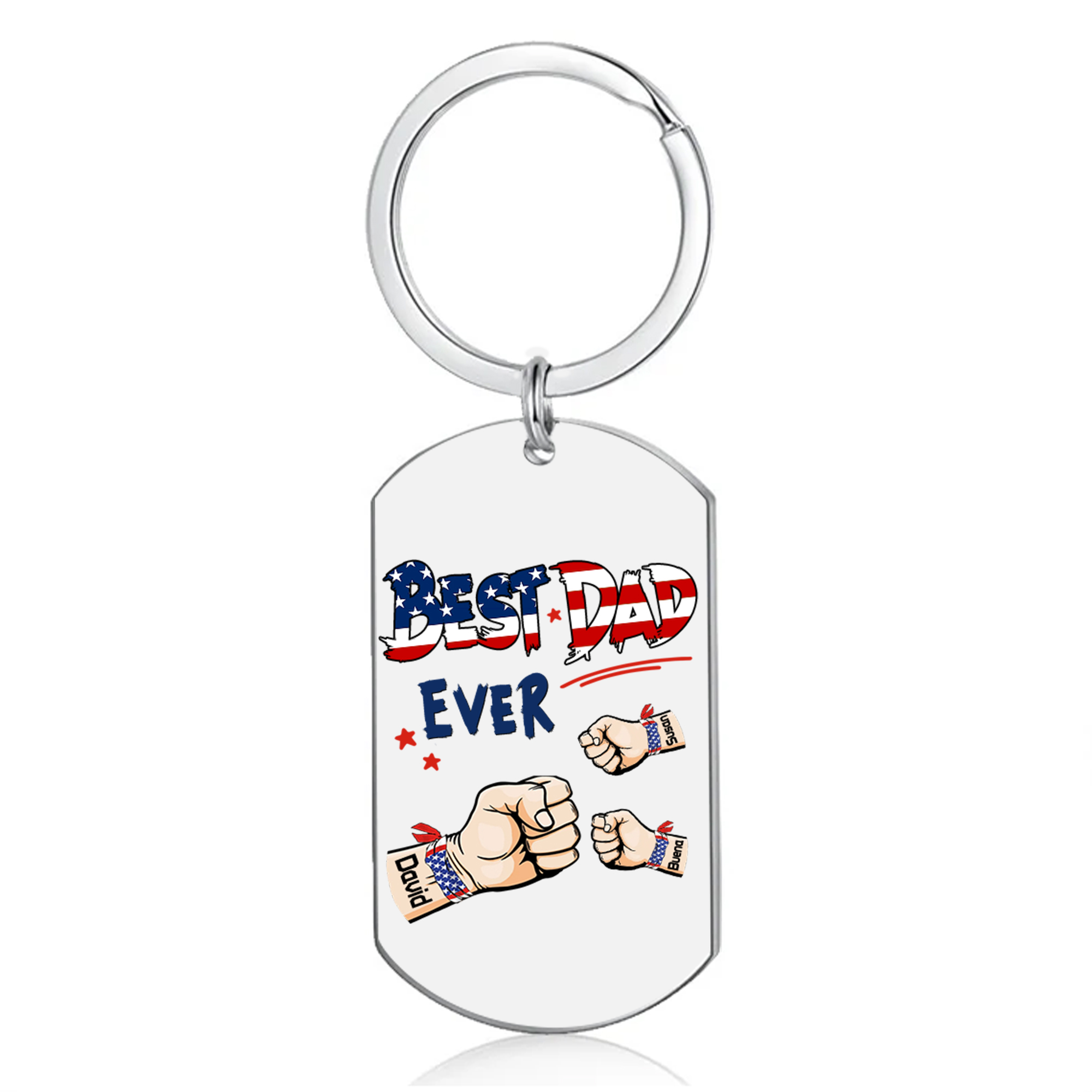 Jessemade UK 3 Names - Personalized Custom Fist Bump Keychain Gift "Best Dad Ever" Special Keychain Gift for Dad 17.99 n3