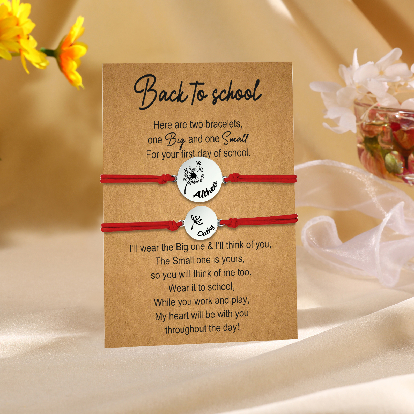 2 PCS Dandelion Pattern Elastic Stainless Steel Bracelet, A Back-To-School Gift For Daughter