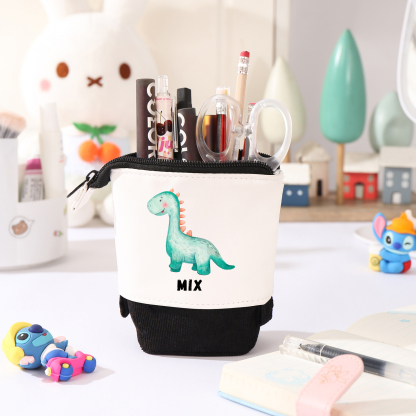 Personalised Pencil Case Custom Name & Dinosaur Pattern Pen Pouch Back To School Gift for Boys Girls