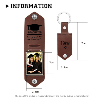 2024 Graduation Gifts - Personalised Name Flip Leather Keyring Customized Photo Keyring Gift for Her/Him