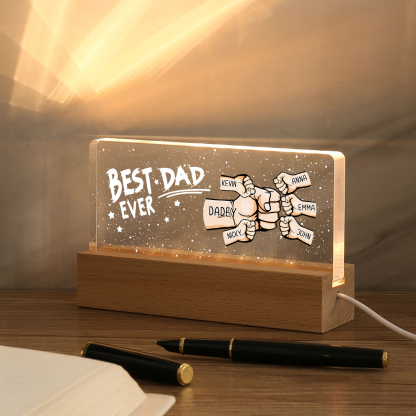 6 Names - Personalised Fist Bump Lamp - Best Dad Ever - Father's Day Gift for Dad