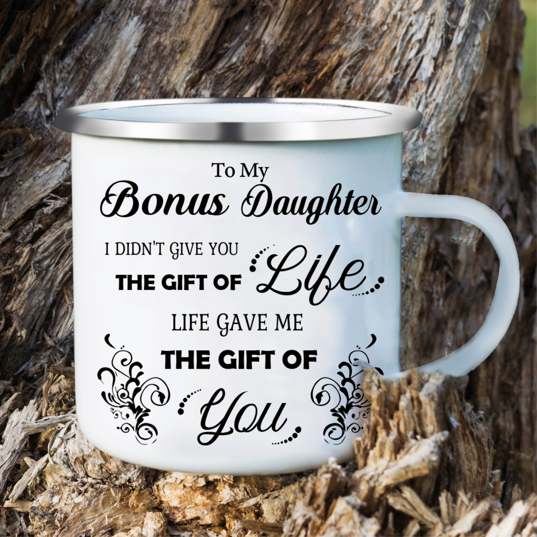 To My Bonus Daughter Mug Set With Gift Box Christmas Birthday Gift Ceramic Coffee Mug for Daughter