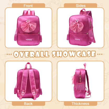 Personalised Name Band Princess Dress Accessories Satin Children Backpack Back To School Gift