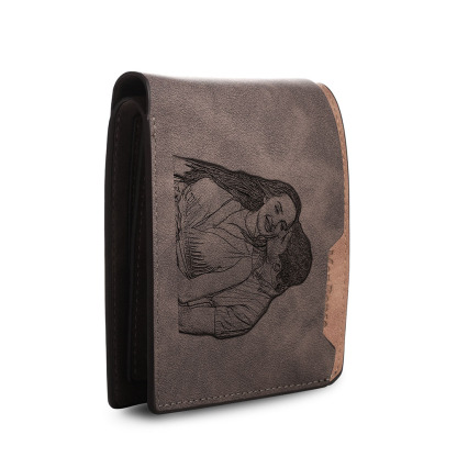 Personalised Leather Wallet Engraved Photo Short Purse Custom Folding Wallet Gifts For Him | Jessmade