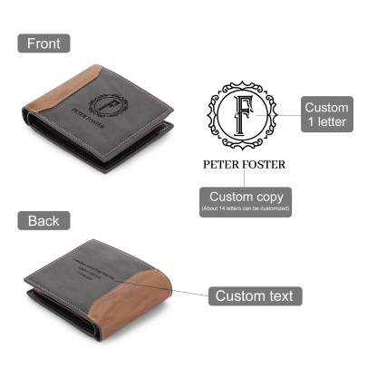 Personalised Leather Wallet Engraved Letter Short Wallet Custom Folding Wallet Gifts For Men