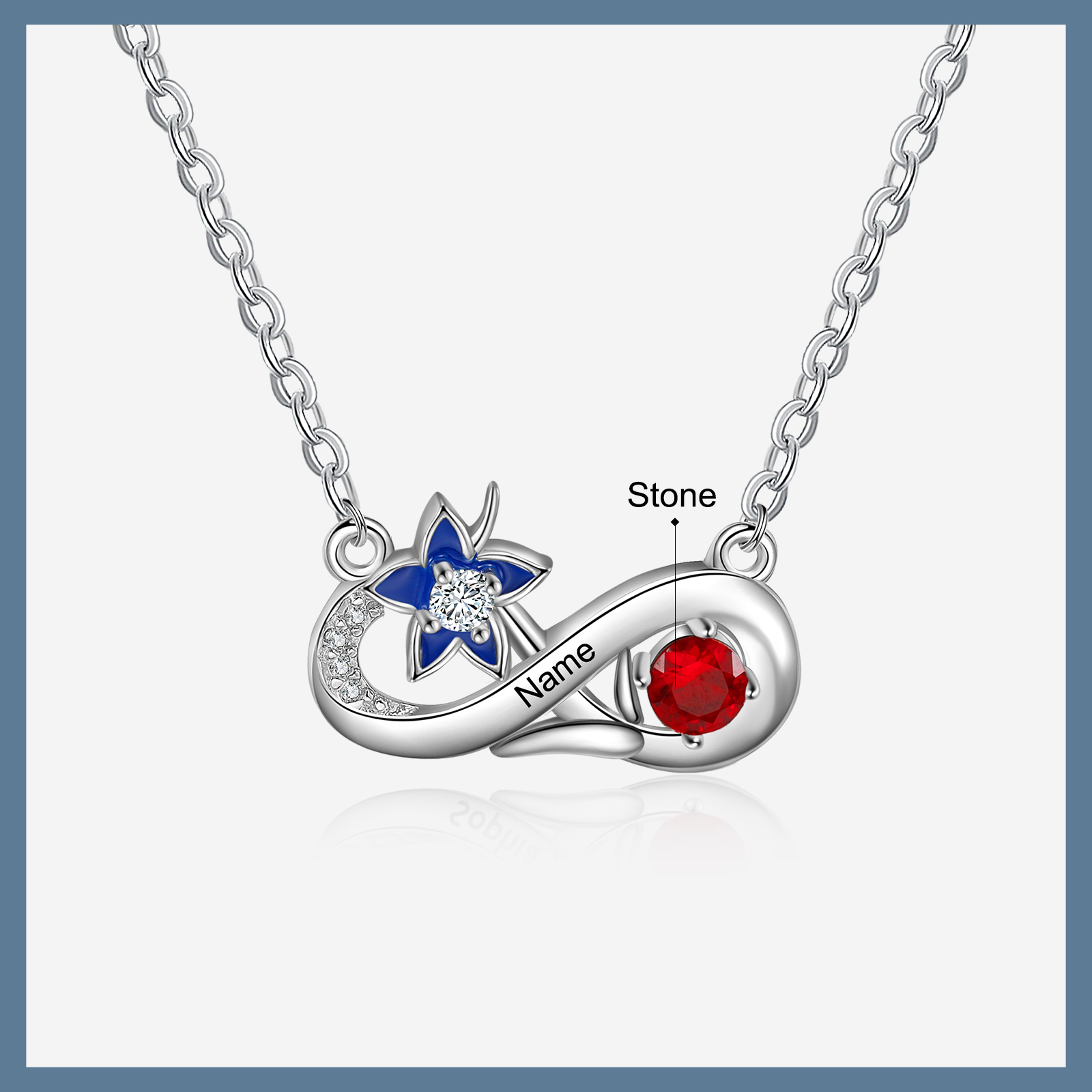 Personalised July Birthflower Necklace With Birthstone Gift For Women