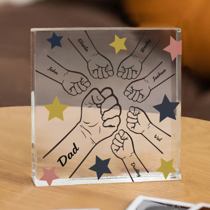 7 Names - Personalised Fist Bump Family Acrylic Keepsake Customized Name Acrylic Home Decor Gift for Dad