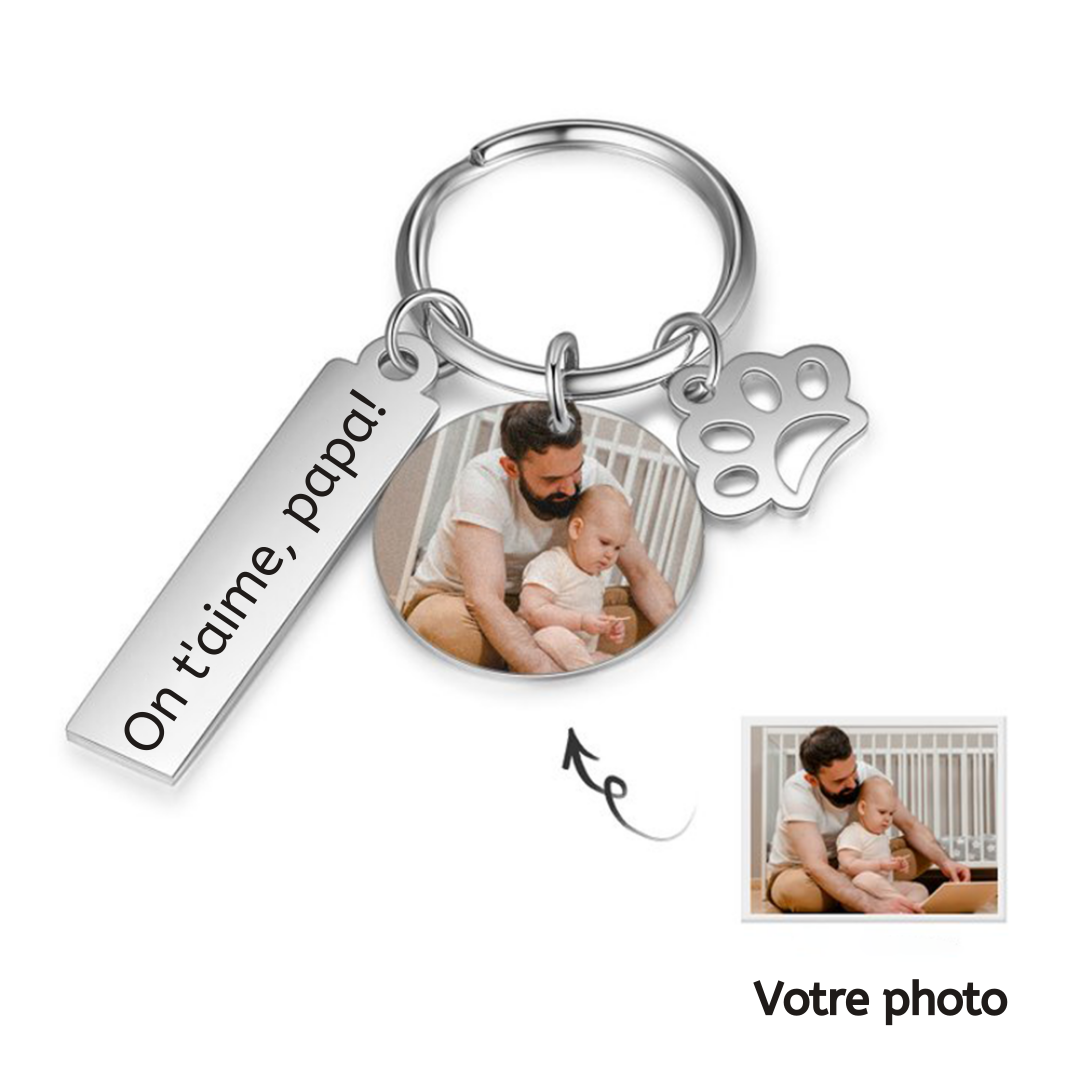 Personalised Photo Keyring Custom Text