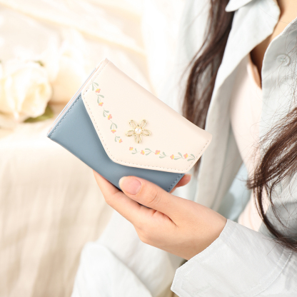 Custom Purse-Women's Personalised Photo PU Leather Flower Folding Wallet for Her