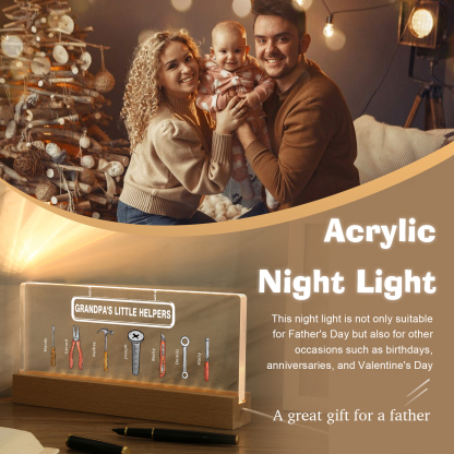 7 Names - Personalised Repair Tool Pattern Table Lamp Customized Text Father's Day Gift for Grandad/Dad