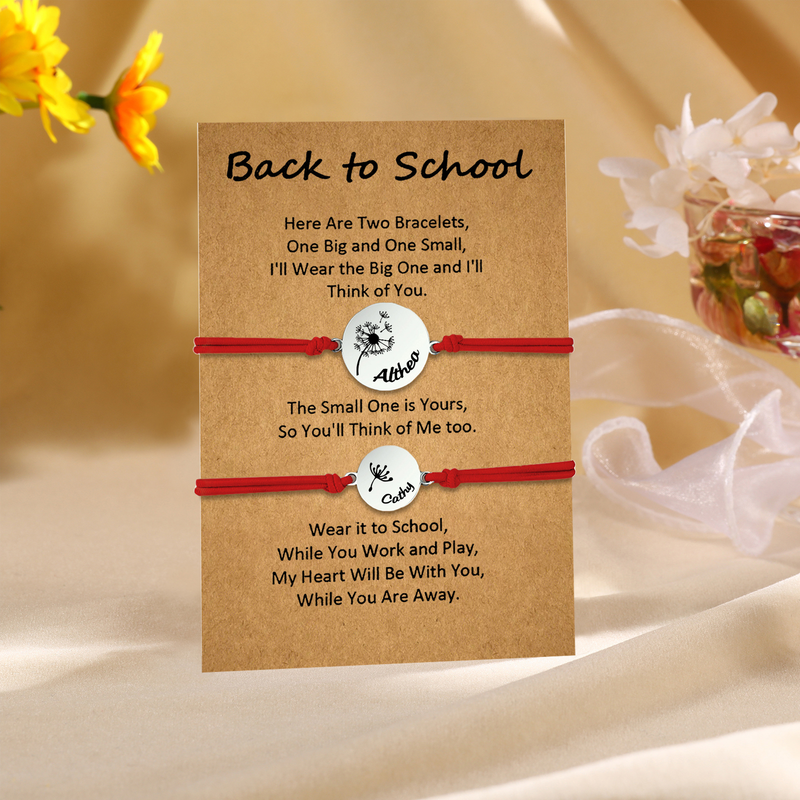 2 PCS Dandelion Pattern Elastic Stainless Steel Bracelet, A Back-To-School Gift For Daughter