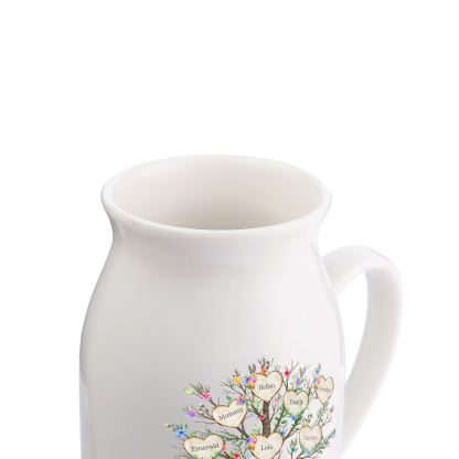 Family Of 7 Custom Names - Personalised Family Tree Ceramic Flower Vase Mother's Day Gift For Mum/Grandma