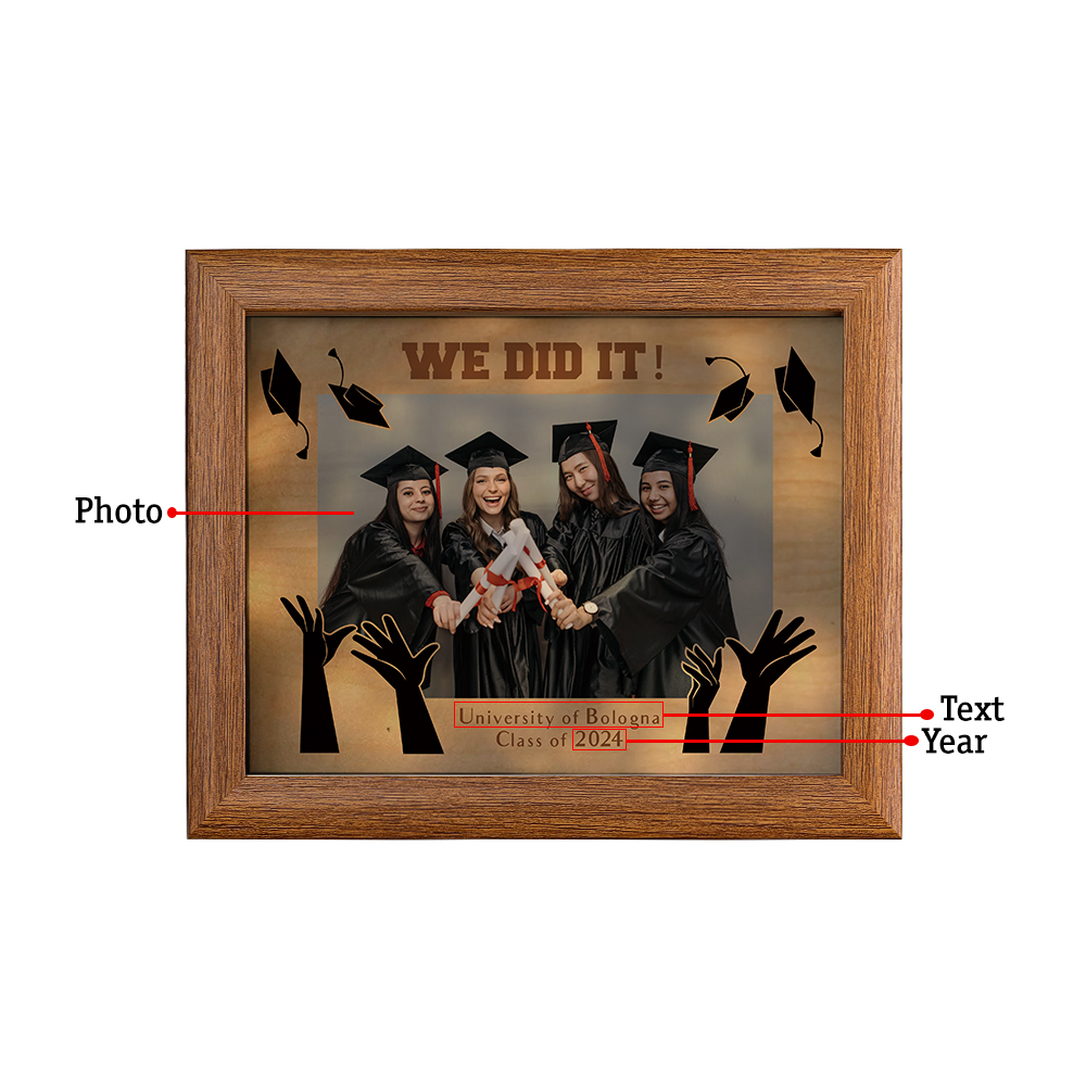 2024 Graduation Gift - Personalised Year & Photo & Text Wood Frame Night Light LED Night Light Gift for Her/Him