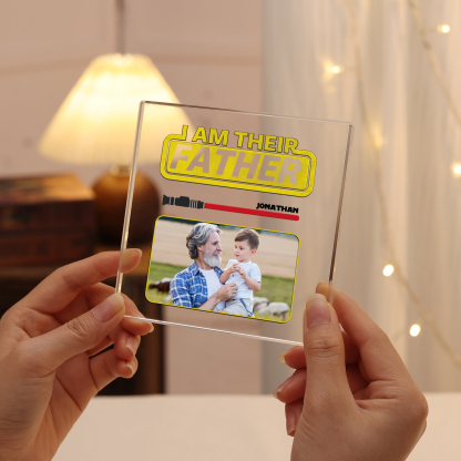 1 Name - Personalised Custom Name & Photo Acrylic Ornament - I AM THEIR FATHER- Father's Day Gift for Dad