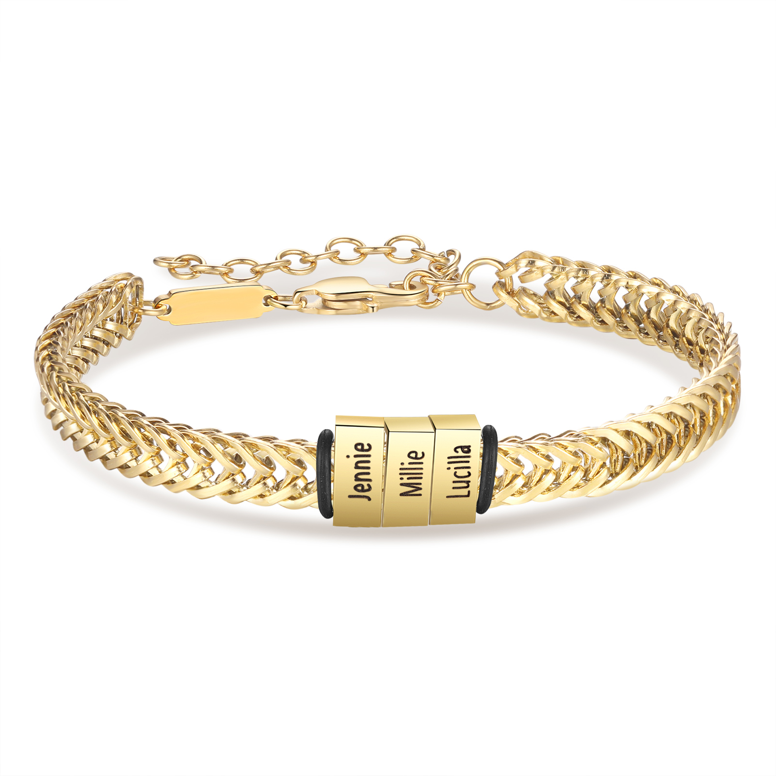 4 Names - Personalised Name Stainless Steel Men's Bracelet Great Gift for Him