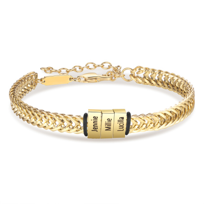4 Names - Personalised Name Stainless Steel Men's Bracelet Great Gift for Him