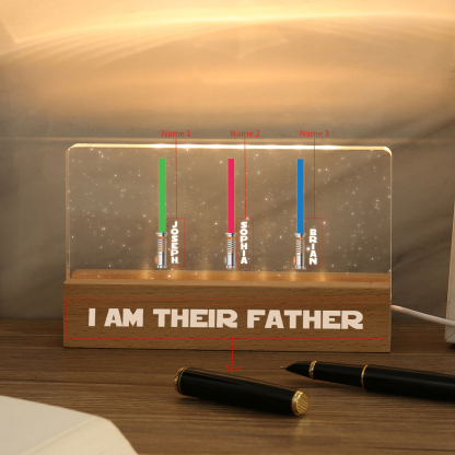 Personalised Star Wars Logo Father's Day Gift - I'm Their Dad - Table Lamp with 3 Names