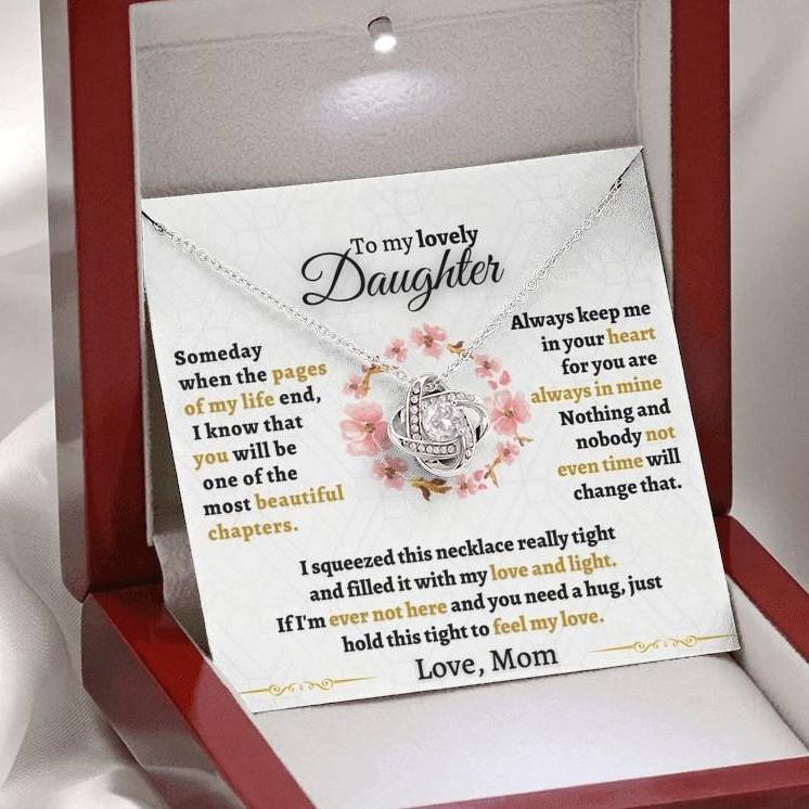 To My Daughter Love Knot Necklace "Never forget that I love you“ Inspirational Gifts for Daughter