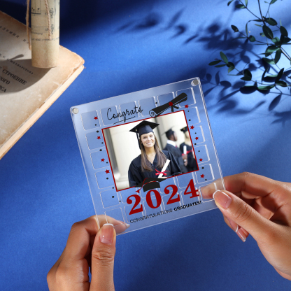 Personalised Acrylic Graduation Gift, Customized Photo、Date and Text Acrylic Ornament Gift For Her/Him