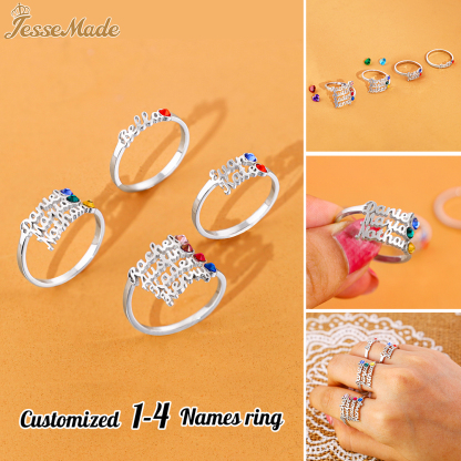 Personalised Birthstone Ring Custom 1 Name Ring Best Gift For Women