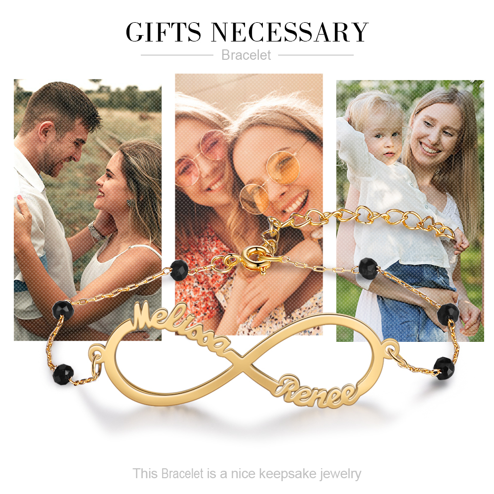 Personalised Infinity Bracelet Custom 2 Names Bracelet Gift For Women