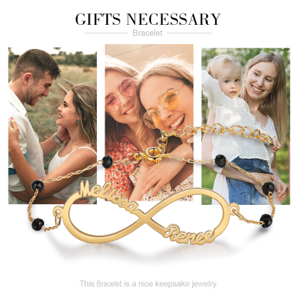 Personalised Infinity Bracelet Custom 2 Names Bracelet Gift For Women