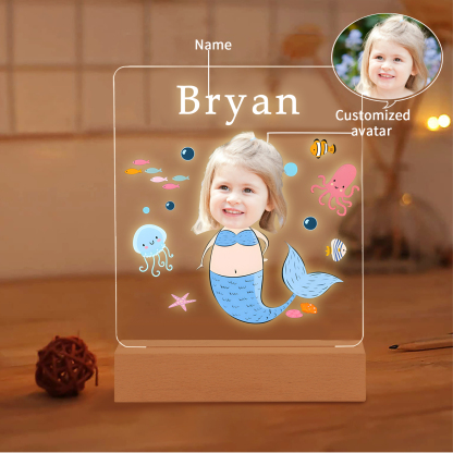 Personalised Photo & Name Acrylic Exquisite Pattern Night Light, A Gift For Children