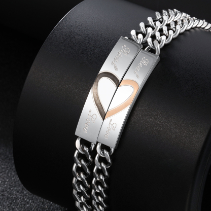 Personalised Text Couple Bracelets for Women Men Jewelry Matching Set