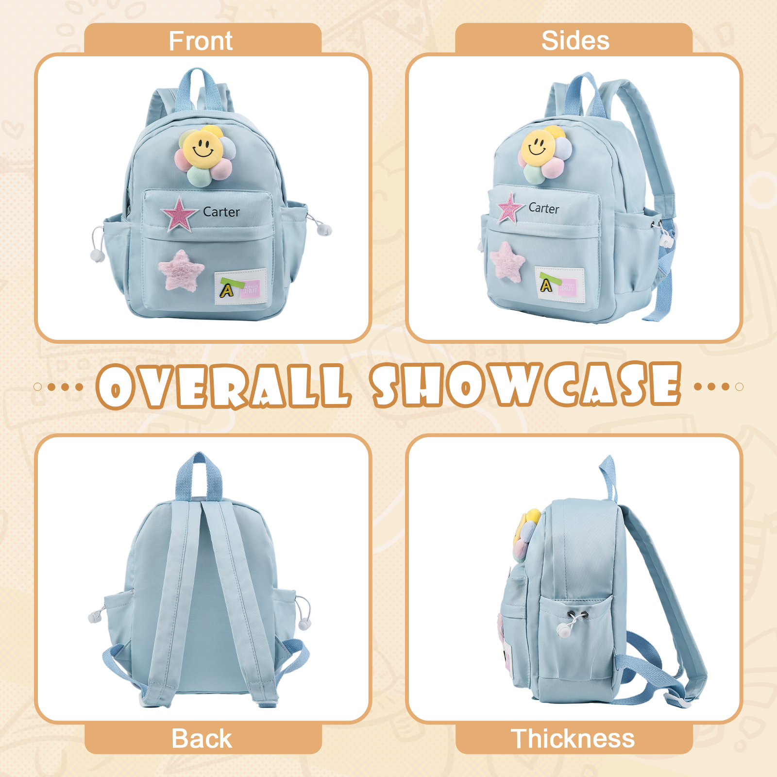 Personalised Nylon Polyester Children's Custom Name Backpack Back to School Gift