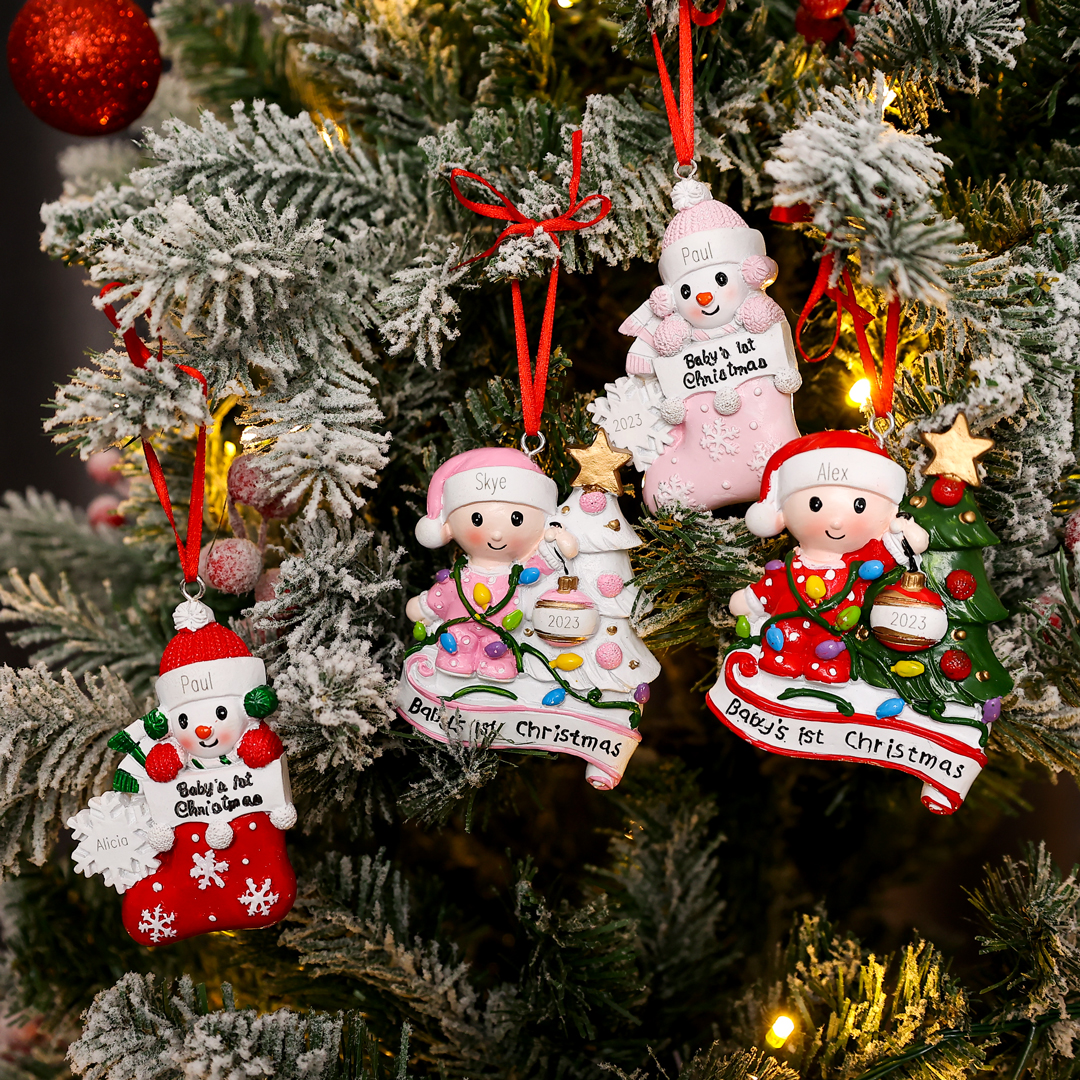 Personalised Baby Christmas Xmas Tree Decoration Ornament-Custom Name And Date Hanging Ornament Gifts For Baby's First Christmas