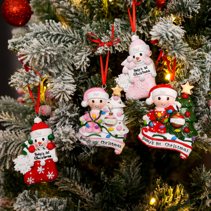 Personalised Baby Christmas Xmas Tree Decoration Ornament-Custom Name And Date Hanging Ornament Gifts For Baby's First Christmas