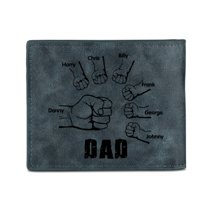 7 Names - Personalised Fist Bump Photo Custom Leather Men's  Wallet as a Father's Day Gift for Dad