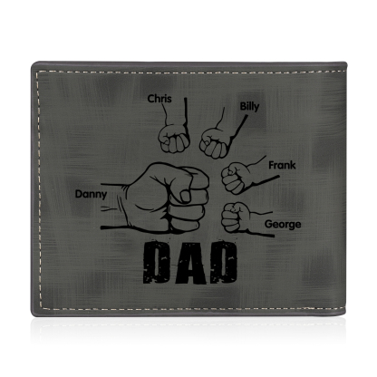 5 Names - Personalised Photo Custom Leather Men's Wallet as a Father's Day Gift for Dad