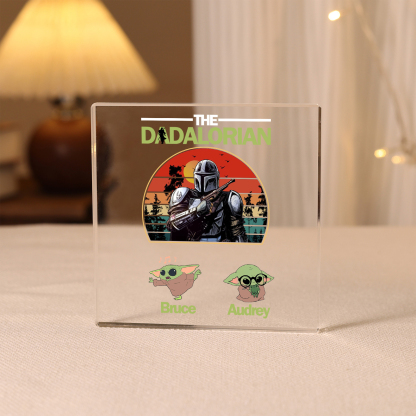 2 Names - Personalised Dadalorians Pattern Custom Name Acrylic Ornament Father's Day Gift