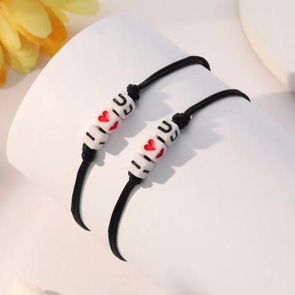 2Pcs Wax Rope Bracelets  I Love You Braided Bracelets with Warm Cards Children's Back to School Gifts