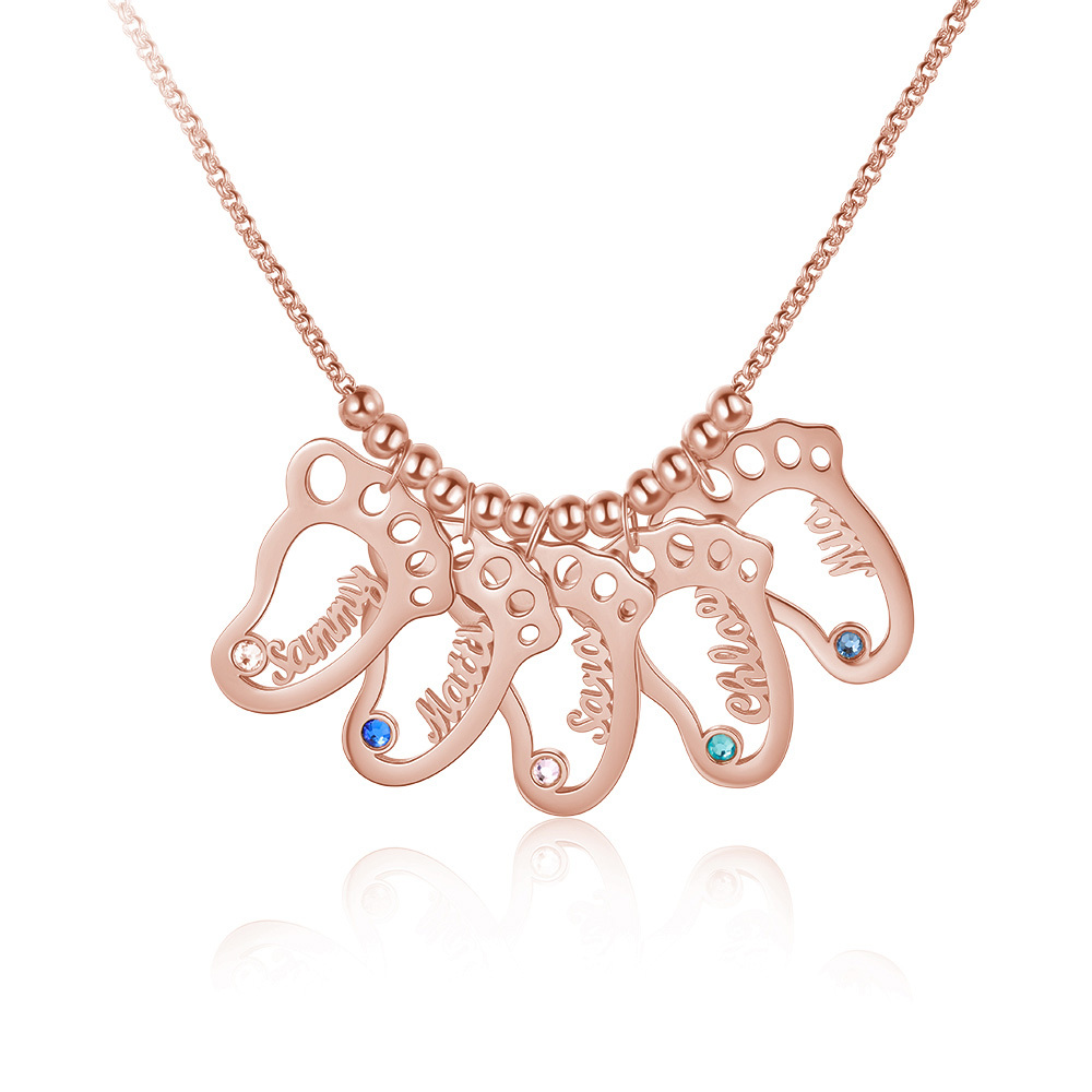 5 Baby feet Name Necklace