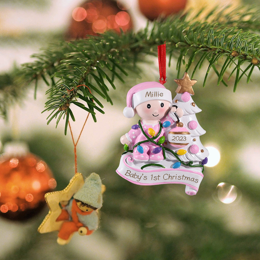 Personalised Baby Christmas Xmas Tree Decoration Ornament-Custom Name And Date Hanging Ornament Gifts For Baby's First Christmas