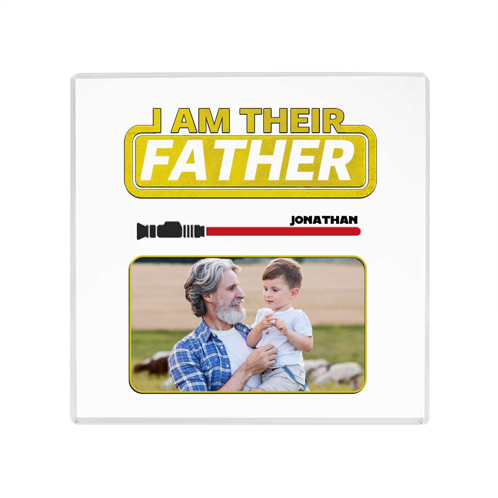 1 Name - Personalised Custom Name & Photo Acrylic Ornament - I AM THEIR FATHER- Father's Day Gift for Dad