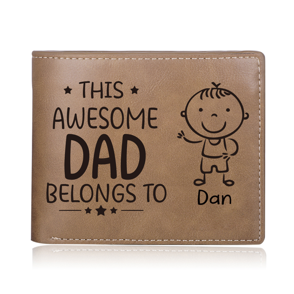 1 Name-Personalised Doll Customized Leather Men's Wallet Customized Name Folding Wallet With Gift Box for Dad