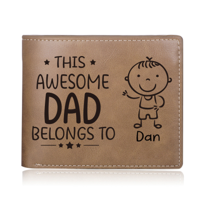 1 Name-Personalised Doll Customized Leather Men's Wallet Customized Name Folding Wallet With Gift Box for Dad