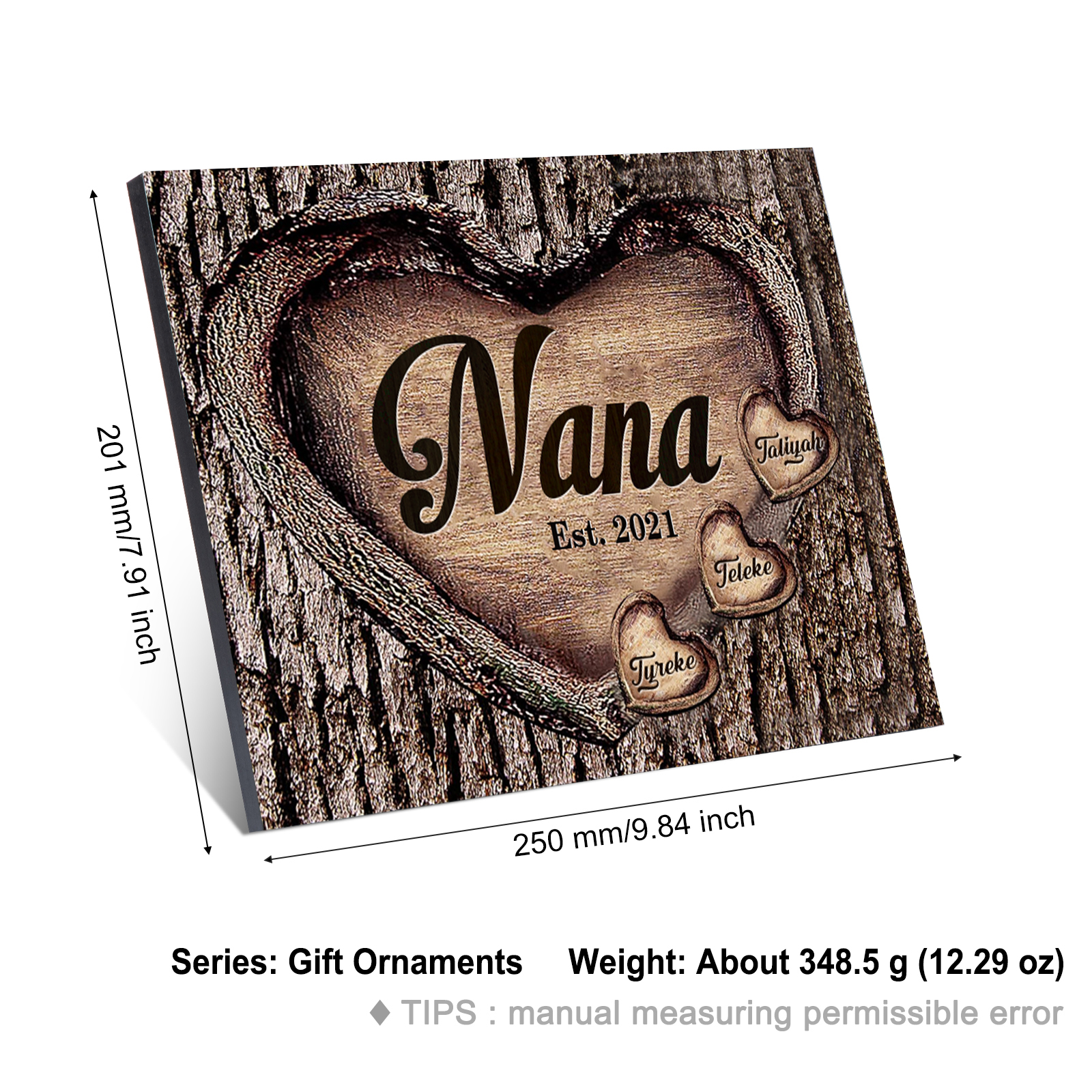 3 Names-Nan/Nana/Nanny/Grandma/Mam/Mum Personalised Name Wooden Ornament Custom Text And Date Home Decoration for Family