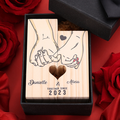 Personalised Pinky Promise Couple Candle Holder Engrave Name Wooden Candlesticks