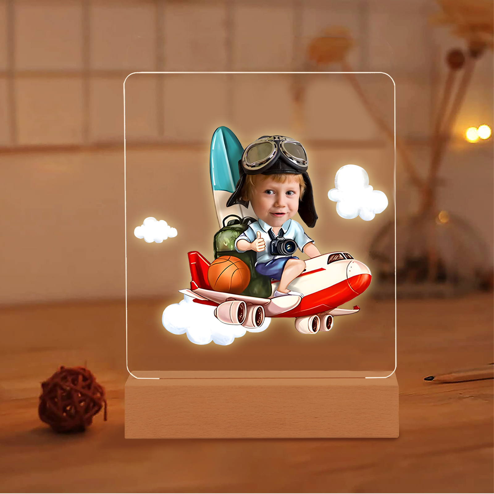 Personalised Photo Acrylic Exquisite Pattern Night Light, A Gift For Children